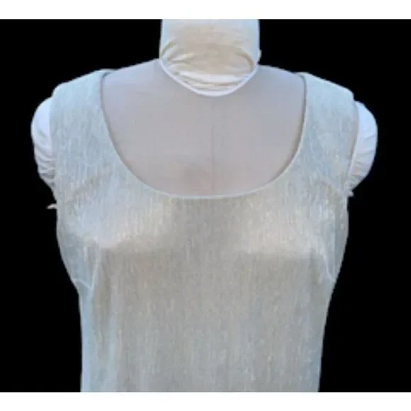 Metallic Sleeveless Shift Dress w/Matching Cardigan Sz 12 by R&M Richards Flowy - Picture 11 of 14